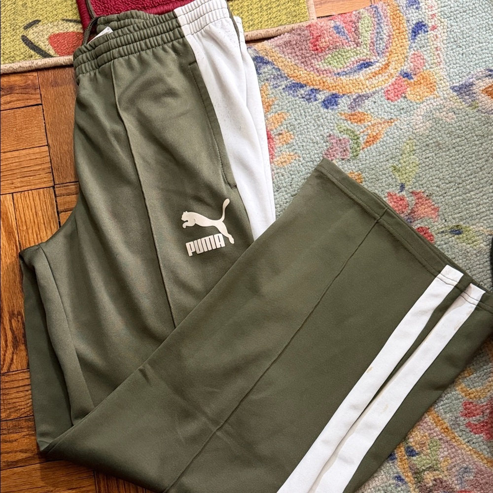 Puma Khaki and White Athletic Pants size L